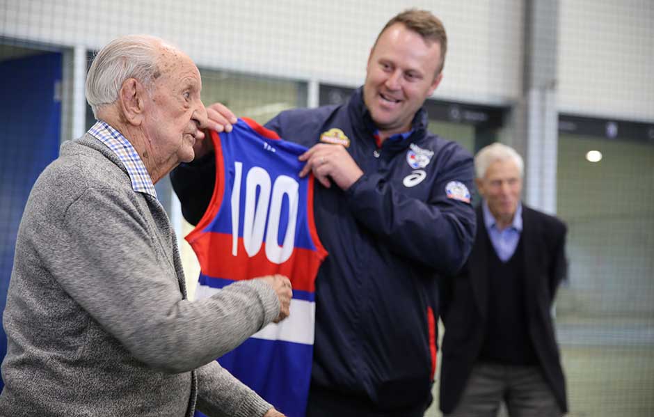HERO_300519JimMIller.jpg Jim Miller, the Club's oldest living past player and former President turns 100 today. - Western Bulldogs